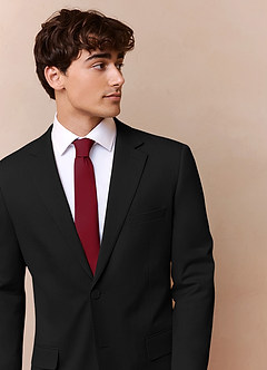 front Savile Black Wool Blend Suit Jacket