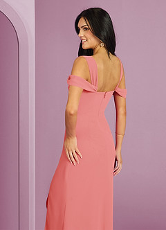Barbie ♥ Azazie Bridesmaid Dresses Coral A-Line Off the Shoulder Chiffon Dress image2