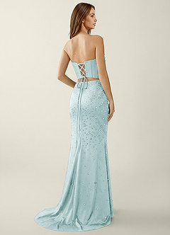 Esme Sea Glass Two-piece Corset Stretch Satin Mermaid Prom Dress image2