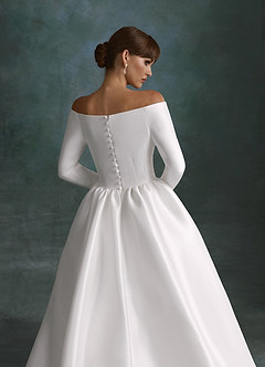 Azazie Cerese Wedding Dresses Diamond White Ball-Gown Off the Shoulder Mikado Dress image6