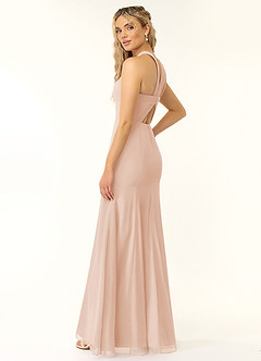 Azazie Rue Abiti da Damigella Abito A-Line in Chiffon con Scollo Halter Rosa Inglese image5
