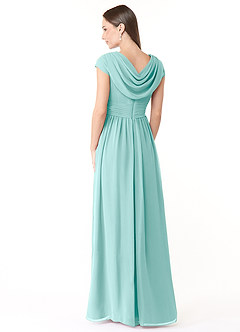 Azazie Organa Bridesmaid Dresses Aqua A-Line Pleated Chiffon Dress image4