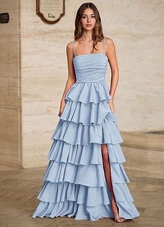 Lunafen Himmelsblå Volanger i satin med balklänning image8