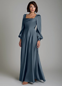 Azazie Solana Brautjungfernkleider A-Linie Langarm Stretch-Satin Kleid Zwielichtviolett image6