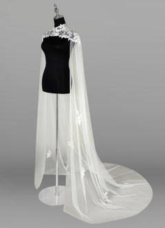 front Azazie Guadalupe Lace Tulle Wrap