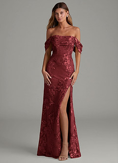 Azazie Saige Bridesmaid Dresses Crimson Blaze Mermaid Off the Shoulder Mesh Convertible Dress image4