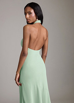 Azazie Lorena Vestidos de damas de honor Vestido de Agave de Gasa de Corte Sirena con Plisado image6