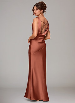 Azazie Rylina Bridesmaid Dresses Clay Mermaid Stretch Satin Dress image4