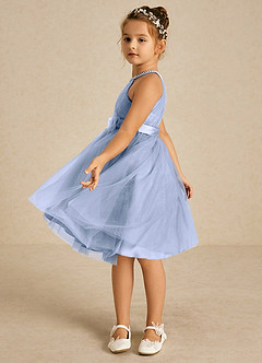 Azazie Honey Flower Girl Dresses Ice A-Line Beaded Matte Satin Dress image3