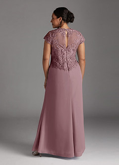 Azazie Junie Abiti per la Madre della Sposa Abito A-Line in Chiffon Pizzo Rosa Polverosa image8