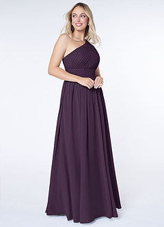 Azazie Molly Final Sale Plum A-Line One Shoulder Chiffon Dress image5