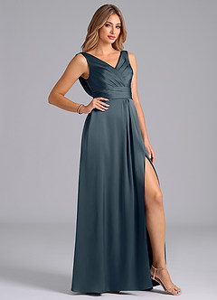 Azazie Karina Brautjungfernkleider A-Linie Plissee Stretch-Satin Kleid Zwielichtviolett image5