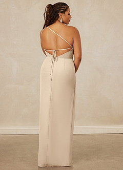 Christian Siriano Bridal for Azazie 1003 Bridesmaid Dresses Champagne Sheath One Shoulder Chiffon Dress image15