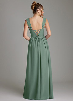 Azazie Caterina 신부 들러리 드레스 A라인 코르셋 쉬폰 바닥 길이 드레스 image6