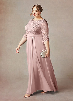 Azazie Lucianna Mother of the Bride Dresses Dusty Rose A-Line Lace Dress image10
