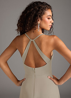 Azazie Davis Vestidos de damas de honor Vestido de Gris Pardo de Crepé elástico de Corte en A con Plisado image3
