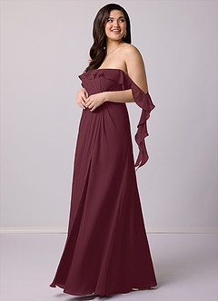Barbie ♥ Azazie Bridesmaid Dresses Cabernet A-Line Off the Shoulder Chiffon Convertible Dress image11