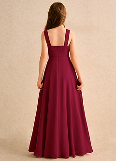 Azazie Makani Girls Formal Flower Girl Dresses Burgundy A-Line Sweetheart Neckline Chiffon Dress image2