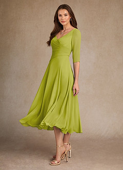 Azazie Durant Mother of the Bride Dresses Lemongrass A-Line Pleated Chiffon Dress image1