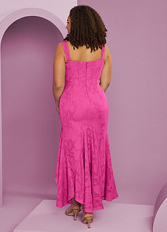 Barbie ♥ Azazie Brautjungfernkleider Etui Seitliche Cut-Outs Blumen-Burnout Kleid Barbie Pink image11