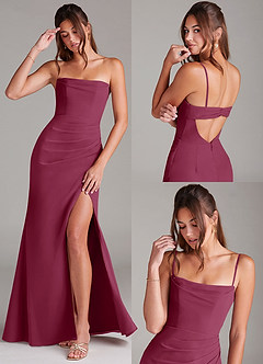 Azazie Leonis Bridesmaid Dresses Mulberry Sheath Strapless Chiffon Convertible Dress image9