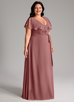 Azazie Lainey Bridesmaid Dresses Desert Rose A-Line with Pockets Chiffon Dress image11