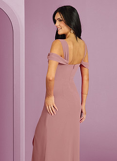 Barbie ♥ Azazie Bridesmaid Dresses Dusty Rose A-Line Off the Shoulder Chiffon Dress image2
