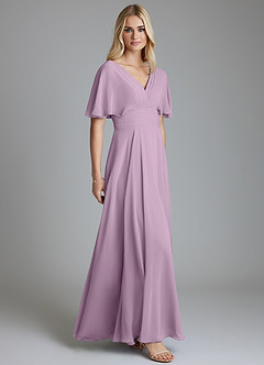 Azazie Pamela Bridesmaid Dresses Wisteria A-Line V-Neck Pleated Chiffon Dress image4