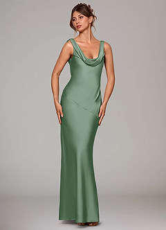 Azazie Rylina Bridesmaid Dresses Matcha Mermaid Stretch Satin Dress image3