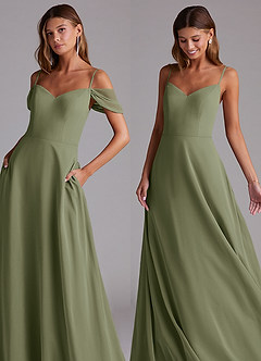 Azazie Marley Bridesmaid Dresses Pistachio A-Line Off the Shoulder Chiffon Convertible Dress image8