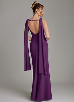 Azazie Essence Bridesmaid Dresses Grape Sheath Chiffon Dress image2