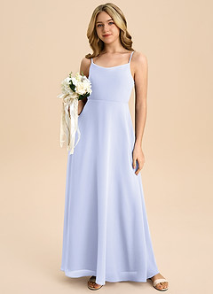 Azazie Shale Junior Lavender A-Line Bow Chiffon Dress image5
