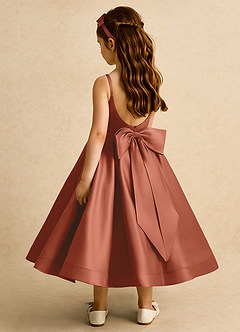 Azazie Babs Blumenmädchenkleider Ballkleid Plissee Matte Satin Kleid Rotbraun image1