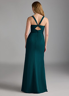 Azazie Mero Bridesmaid Dresses Pine Sheath Pleated Chiffon Dress image3