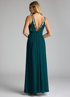 Azazie Maren Allure Bridesmaid Dresses Pine A-Line V-Neck Lace Chiffon Dress image5