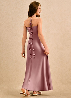Azazie Kandi Girls Formal Flower Girl Klänningar Klä A-Line i Stretch Satin Älskling Halsringning image4