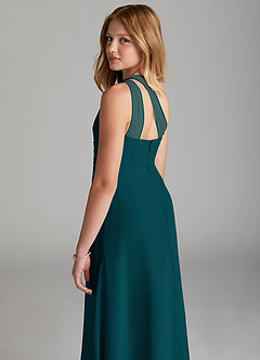 Azazie Maive Junior Pine A-Line Pleated Chiffon Dress image6