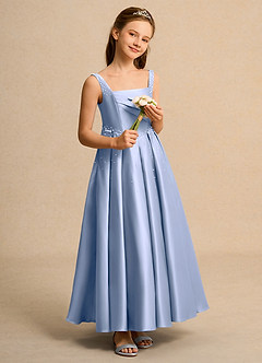 Azazie Mochi Girl vestidos de niña de las flores Vestido de Hielo de Satin Mate de Princesa con Plisado image4