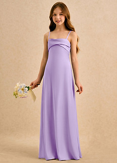Azazie Mirabella Girls Formal vestidos de niña de las flores Vestido Lila de Satén Elástico de Recto con Escote corazón image2