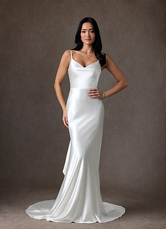 Azazie Kayla Wedding Dresses Diamond White Mermaid Charmeuse Dress image5