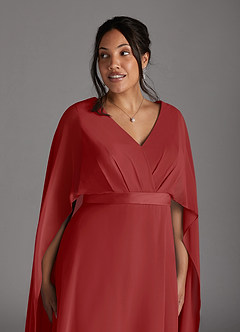 Azazie Isa vestidos de madre de la novia Vestido de Óxido de Gasa de Corte En A con Cuello en V plisado image11