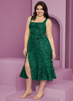 Barbie ♥ Azazie Bridesmaid Dresses Emerald A-Line with Pockets Floral Burnout Dress image6
