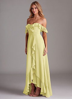 Azazie Lyra Brautjungfernkleider Wandelbar A-Linie Cabrio Chiffon Kleid Zitronensorbet image5
