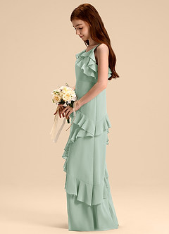 Azazie Evara Junior Agave A-Line Chiffon Dress image5