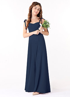 Azazie Rosey Junior Dark Navy A-Line Sweetheart Neckline Chiffon Dress image2