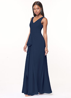 Azazie Julianna Bridesmaid Dresses Dark Navy A-Line Chiffon Dress image3