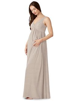 Azazie Yetta 임산부 신부 들러리 드레스 A라인 쉬폰 플로어 길이 드레스 image4