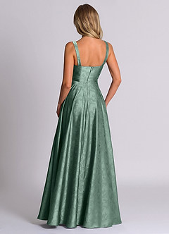 Azazie Shaude 신부 들러리 드레스 A라인 주름진 자카드 바닥 길이 드레스 image6