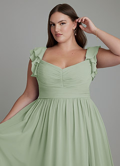 Azazie Anaya Bridesmaid Dresses Dusty Sage A-Line Sweetheart Neckline Chiffon Dress image7