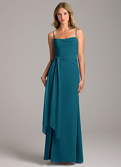 Azazie Tahlia Abiti da Damigella Abito A-Line in Chiffon Con Cintura Blu Inchiostro image5